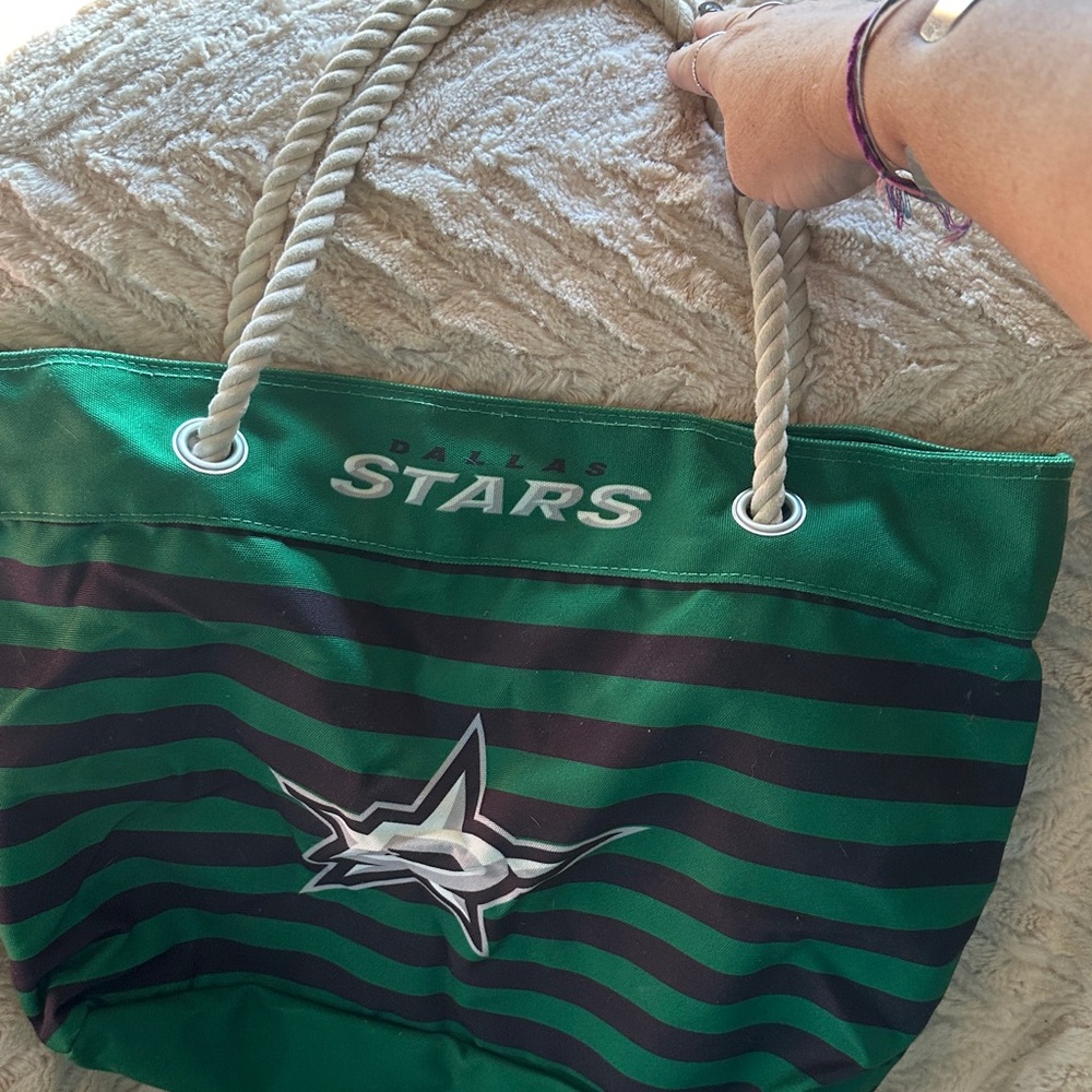 NHL Dallas Stars Green and Black Striped Tote Bag